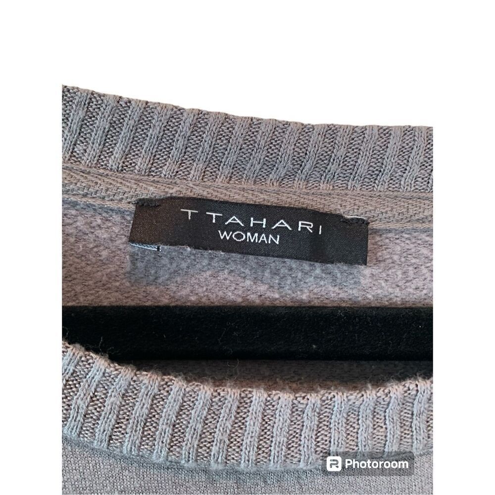T Tahari Gray Ribbed Trim Sweatshirt 1X - Picture 4 of 5
